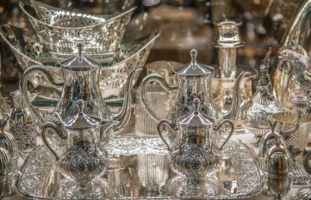 Ornate silver serveware
